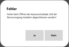 Steuerung Kassenlade: Fehlermeldung