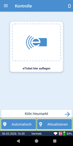 Knöpfe für die Ortung der Haltestellen