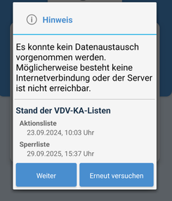 Status der lokalen VDV-KA-Listen